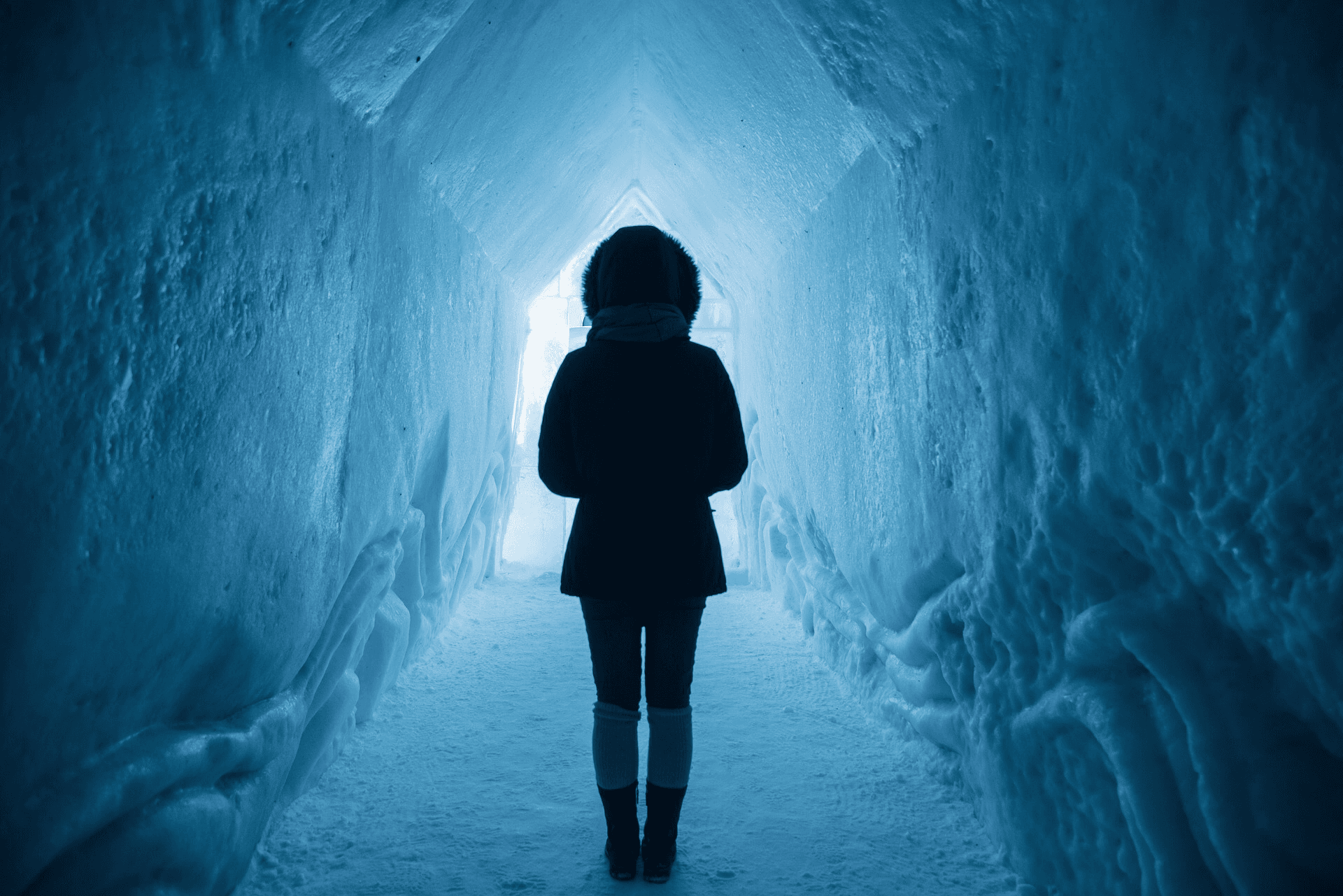 Cinematic ice cave scene representing premium content